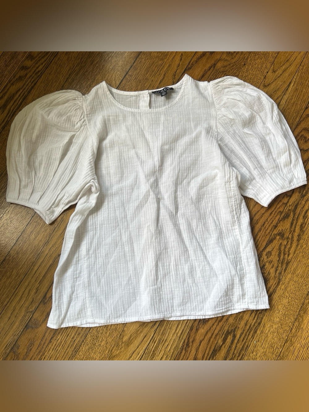 NWT J. Crew White Puff-Sleeve Blouse - Picture 4 of 6